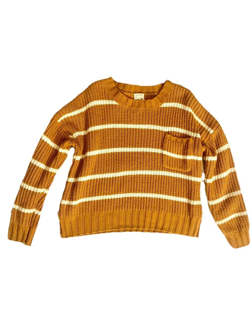 Hippie Rose Women's Size Large Golden Mirage Striped Waffle Pullover Sweater